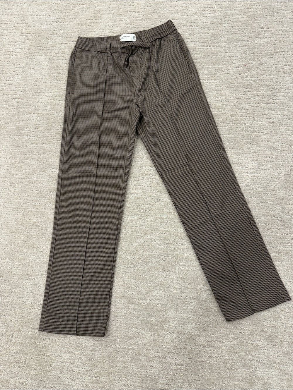 Boy’s Brown Checked Stretch Drawstring Pants